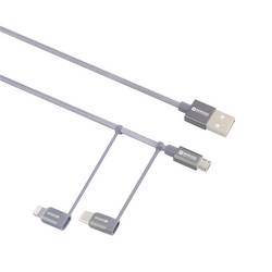 Skross USB kabel USB 2.0 USB-A zástrčka 1.20 m vesmírná šedá kulatý, flexibilní provedení, látkový potah SKCA00143-1120CN