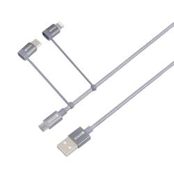 Skross USB kabel USB 2.0 USB-A zástrčka 1.20 m vesmírná šedá kulatý, flexibilní provedení, látkový potah SKCA00143-1120CN