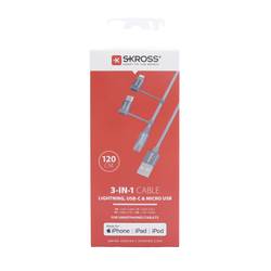 Skross USB kabel USB 2.0 USB-A zástrčka 1.20 m vesmírná šedá kulatý, flexibilní provedení, látkový potah SKCA00143-1120CN