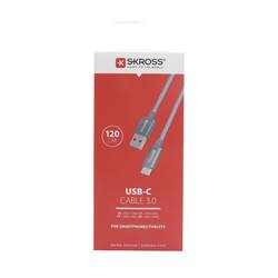 Skross USB kabel USB 3.2 Gen1 USB-A zástrčka 1.20 m vesmírná šedá kulatý, flexibilní provedení, látkový potah SKCA0012A-C120CN
