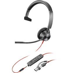 HP Poly Blackwire C3315-M Headset otevřená (On Ear) kabelová mono černá Redukce šumu mikrofonu, Potlačení hluku headset, regulace hlasitosti, Vypnutí zvuku