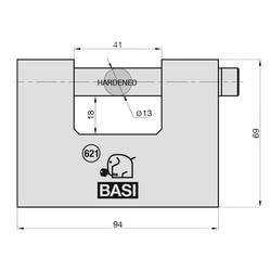 Basi 6210-9000 visací zámek na klíč, 94 mm, ocel