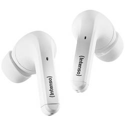 Intenso T302A Headset do uší (In Ear) Bluetooth® stereo bílá Potlačení hluku Indikátor nabití, headset, Nabíjecí pouzdro, dotykové ovládání