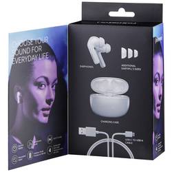 Intenso T302A Headset do uší (In Ear) Bluetooth® stereo bílá Potlačení hluku Indikátor nabití, headset, Nabíjecí pouzdro, dotykové ovládání