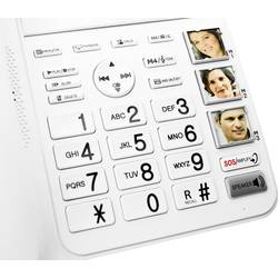 Geemarc CL595 šňůrový telefon pro seniory záznamník, handsfree, optická signalizace hovoru, kompatibilní s naslouchadly , vč. nouzového terminálu, se základnou