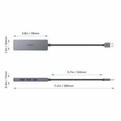 Aukey 4260397843871 USB Hub 4 porty USB-A USB 3.0 5 GBit/s stříbrná CB-H36