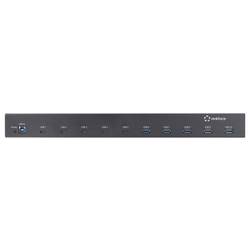 Renkforce RF-6627278 USB Hub 10 portů USB-A USB 3.2 Gen2 10 GBit/s pro průmyslové použití, možnost montáže do stojanu, kovový ukazatel černá 483 mm (19) Rack