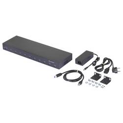 Renkforce RF-6627278 USB Hub 10 portů USB-A USB 3.2 Gen2 10 GBit/s pro průmyslové použití, možnost montáže do stojanu, kovový ukazatel černá 483 mm (19) Rack