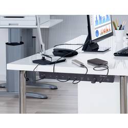 Renkforce RF-6627278 USB Hub 10 portů USB-A USB 3.2 Gen2 10 GBit/s pro průmyslové použití, možnost montáže do stojanu, kovový ukazatel černá 483 mm (19) Rack