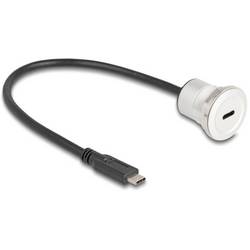 Delock Kabel USB-C USB-C ® zástrčka, USB-C ® zásuvka 0.30 m černá, stříbrná kulatý 88183