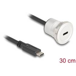 Delock Kabel USB-C USB-C ® zástrčka, USB-C ® zásuvka 0.30 m černá, stříbrná kulatý 88183