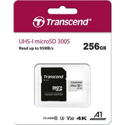 Transcend Premium 300S paměťová karta microSDXC 256 GB Class 10, UHS-I, UHS-Class 3, v30 Video Speed Class, A1 Application Performance Class vč. SD adaptéru
