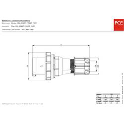 PCE Power Twist 045-6 CEE zástrčka, 125 A, 5pólová, 400 V, 1 ks