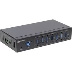 Manhattan 164405 USB Hub 7 portů USB-A USB 3.0 5 GBit/s kovový ukazatel, pro průmyslové použití, pro montáž na zeď černá 164405