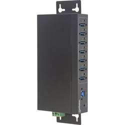 Manhattan 164405 7 portů USB Hub kovový ukazatel, pro průmyslové použití, pro montáž na zeď černá
