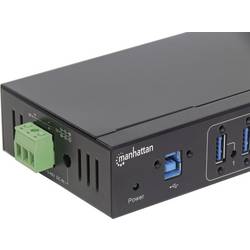 Manhattan 164405 USB Hub 7 portů USB-A USB 3.0 5 GBit/s kovový ukazatel, pro průmyslové použití, pro montáž na zeď černá 164405