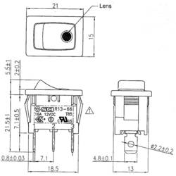 TRU COMPONENTS 1587832 kolébkový spínač TC-R13-66B2-02 B/B 12 V/DC 16 A 1x vyp/zap s aretací 1 ks