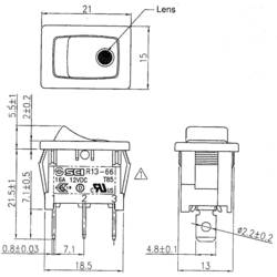 TRU COMPONENTS 1587848 kolébkový spínač TC-R13-66B2-02 B/B 12 V 16 A 1x vyp/zap s aretací 1 ks