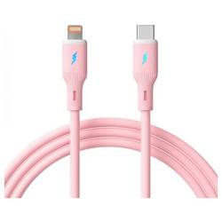 Akyga USB kabel USB 2.0 USB-C ® zástrčka, Apple Lightning konektor 1 m růžová flexibilní provedení AK-USB-71