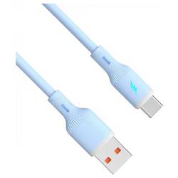 Akyga USB kabel USB 2.0 USB-A zástrčka, USB-C ® zástrčka 1 m modrá s LED AK-USB-63