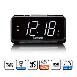 Lenco CR-28BK stolní rádio, FM, AM, FM, USB, funkce alarmu, černá