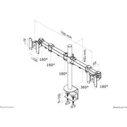 Neomounts FPMA-D960D držák na stůl pro monitor 2 Displej: (s) 25,4 cm (10) - 68,6 cm (27) černá naklápěcí, nakláněcí, otočný, odnímatelný
