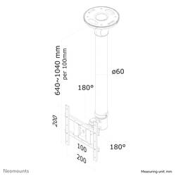 Neomounts FPMA-C200 TV stropní držák 25,4 cm (10) - 101,6 cm (40) naklápěcí, nakláněcí, otočný, nastavitelná výška
