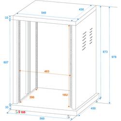 Roadinger SR-19 19palcový rack 18 U ocel s kolečky