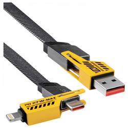 Akyga USB kabel USB 2.0 USB-A zástrčka, USB-C ® zástrčka, Apple Lightning konektor 1 m šedá Textilní plášť, mechanická odolnost, ploché provedení AK-USB-57