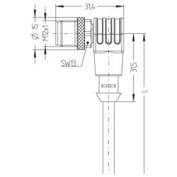 Escha AL-WWAS4.5-5/S370 připojovací kabel pro senzory - aktory, 8043833, piny: 5, 5.0 m, 1 ks