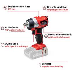 Einhell Professional TP-CW 18 Li BL-Solo Power X-Change, 4510040 aku rázový utahovák, 215 Nm, Li-Ion, bez nabíječky, bez akumulátoru