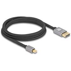 Delock DisplayPort / Mini-DisplayPort kabel Mini DisplayPort konektory, Konektor DisplayPort 2 m šedá 81092 8K UHD, pozlacené kontakty, třížilový stíněný Kabel