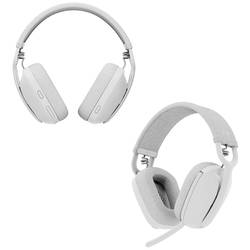 Logitech ZONE VIBE 100 Headset uzavřená (Over Ear) Bluetooth® stereo bílá Redukce šumu mikrofonu, Potlačení hluku regulace hlasitosti, Vypnutí zvuku mikrofonu