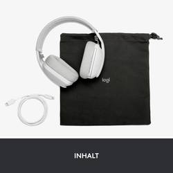 Logitech ZONE VIBE 100 Headset uzavřená (Over Ear) Bluetooth® stereo bílá Redukce šumu mikrofonu, Potlačení hluku regulace hlasitosti, Vypnutí zvuku mikrofonu