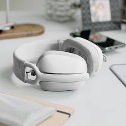 Logitech ZONE VIBE 100 Headset uzavřená (Over Ear) Bluetooth® stereo bílá Redukce šumu mikrofonu, Potlačení hluku regulace hlasitosti, Vypnutí zvuku mikrofonu
