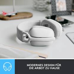 Logitech ZONE VIBE 100 Headset uzavřená (Over Ear) Bluetooth® stereo bílá Redukce šumu mikrofonu, Potlačení hluku regulace hlasitosti, Vypnutí zvuku mikrofonu