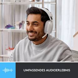 Logitech ZONE VIBE 100 Headset uzavřená (Over Ear) Bluetooth® stereo bílá Redukce šumu mikrofonu, Potlačení hluku regulace hlasitosti, Vypnutí zvuku mikrofonu