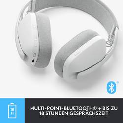 Logitech ZONE VIBE 100 Headset uzavřená (Over Ear) Bluetooth® stereo bílá Redukce šumu mikrofonu, Potlačení hluku regulace hlasitosti, Vypnutí zvuku mikrofonu