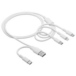 Akyga USB kabel USB-C ® zástrčka, USB-A zástrčka, Apple Lightning konektor, USB Micro-B zástrčka 1.20 m bílá AK-USB-52