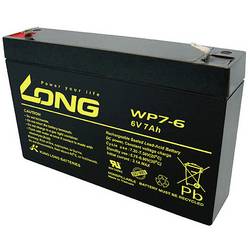 Long WP7-6 WP7-6 olověný akumulátor 6 V 7 Ah olověný se skelným rounem (š x v x h) 151 x 100 x 34 mm plochý konektor 4,8 mm nepatrné vybíjení, bezúdržbové