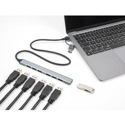 Delock 64273 USB Hub 7 portů USB-A USB 3.2 Gen1 5 GBit/s s konektorem USB C šedá 64273
