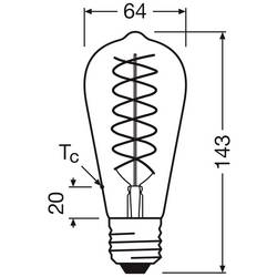 OSRAM HOMELIGHTING 4099854137846 LED Energetická třída (EEK2021) F (A - G) E27 Svítidlo, Edisonka 8.8 W = 60 W teplá bílá (Ø x d) 64 mm x 143 mm 1 ks