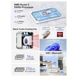 GMKtec mini PC (HTPC) NucBox G10 AMD Ryzen 5 3500U 3.7 GHz 16 GB RAM 256 GB SSD AMD Win 11 Pro G10
