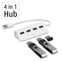 Hama 00200120 USB Hub 4 porty USB-A USB 2.0 480 MBit/s bílá