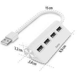 Hama 00200120 USB Hub 4 porty USB-A USB 2.0 480 MBit/s bílá