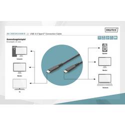Digitus USB kabel USB 4.0 USB-C ® zástrčka, USB-C ® zástrčka 0.80 m černá flexibilní provedení, stíněný, s USB AK-300343-008-S