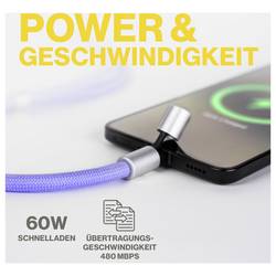 Aqiila Nabíjecí kabel USB USB 3.0 USB-C® 1.5 m fialová šňůrka na mobilní telefon AQLYCBPBICC4PL077