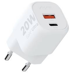 XTORM Ultra Wall USB nabíječka, GaN, 1x USB-C®, 1x USB A , 20 W, Quick Charge 3.0, bílá