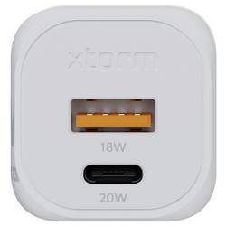 XTORM Ultra Wall USB nabíječka, GaN, 1x USB-C®, 1x USB A , 20 W, Quick Charge 3.0, bílá