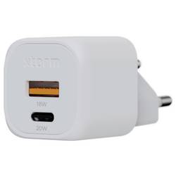 XTORM Ultra Wall USB nabíječka, GaN, 1x USB-C®, 1x USB A , 20 W, Quick Charge 3.0, bílá
